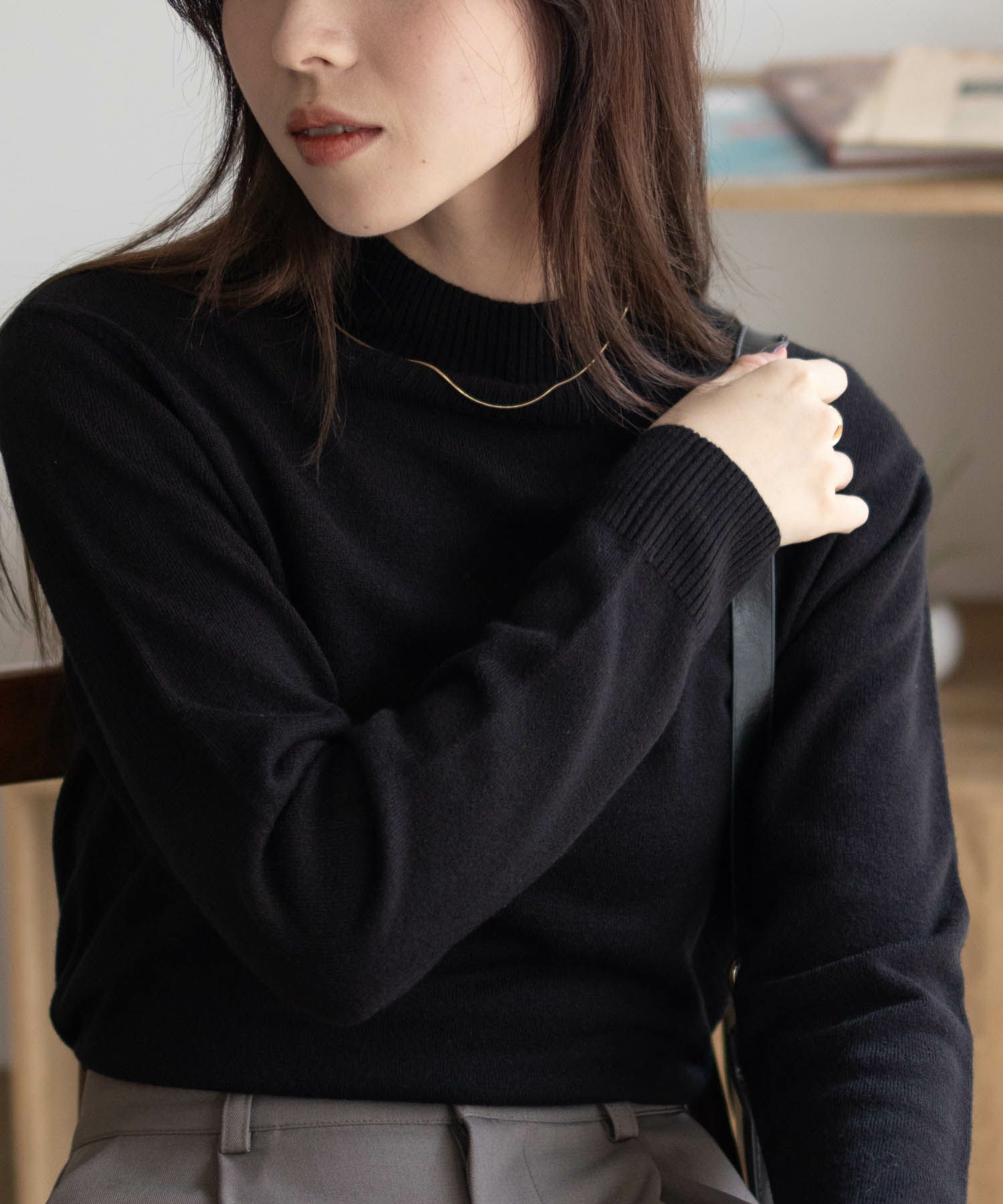 NAVY カシミヤタッチニット ハイネック レディース 