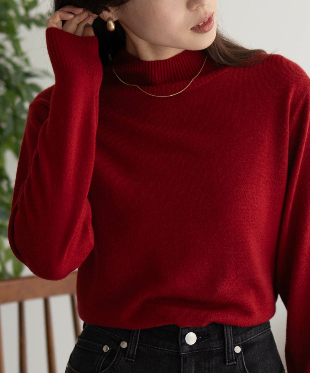 NAVY カシミヤタッチニット ハイネック レディース