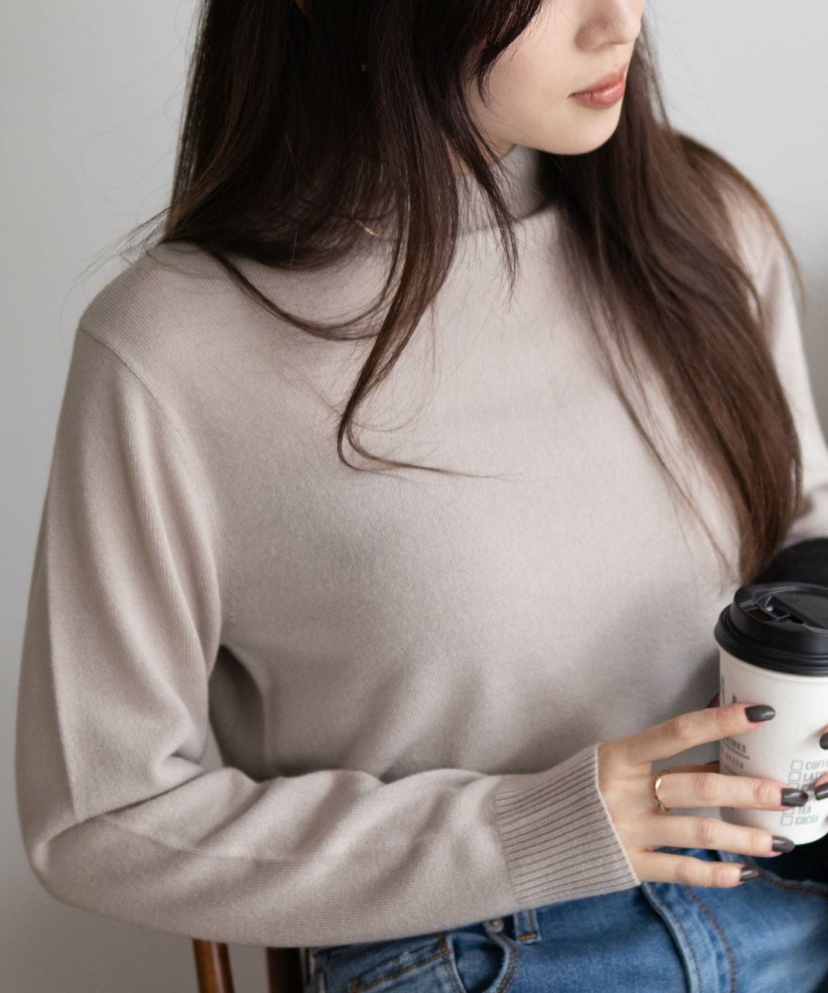 NAVY カシミヤタッチニット ハイネック レディース