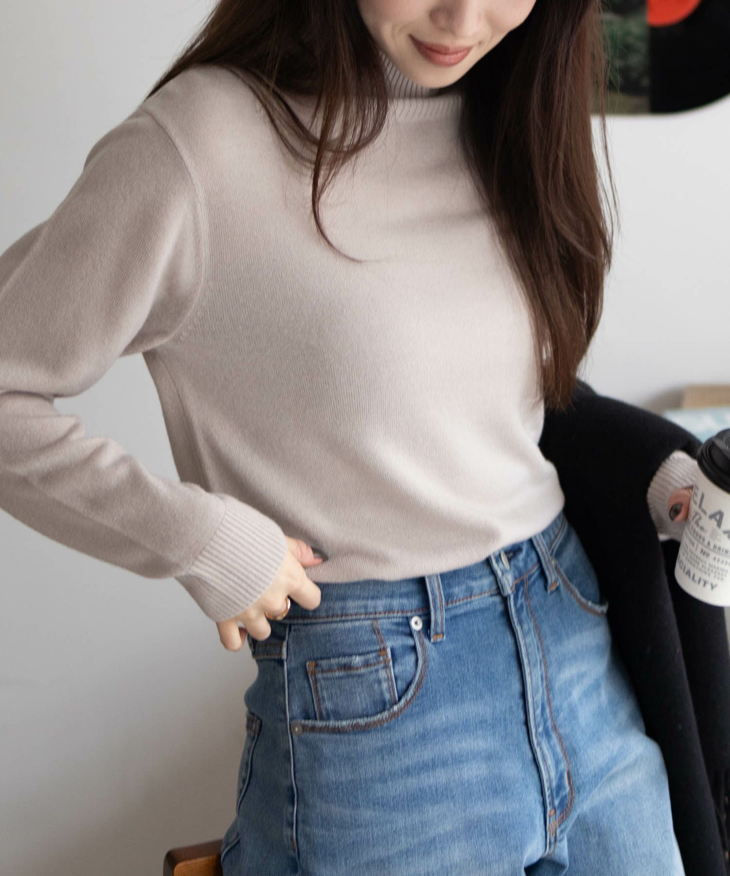 NAVY カシミヤタッチニット ハイネック レディース商品画像-6