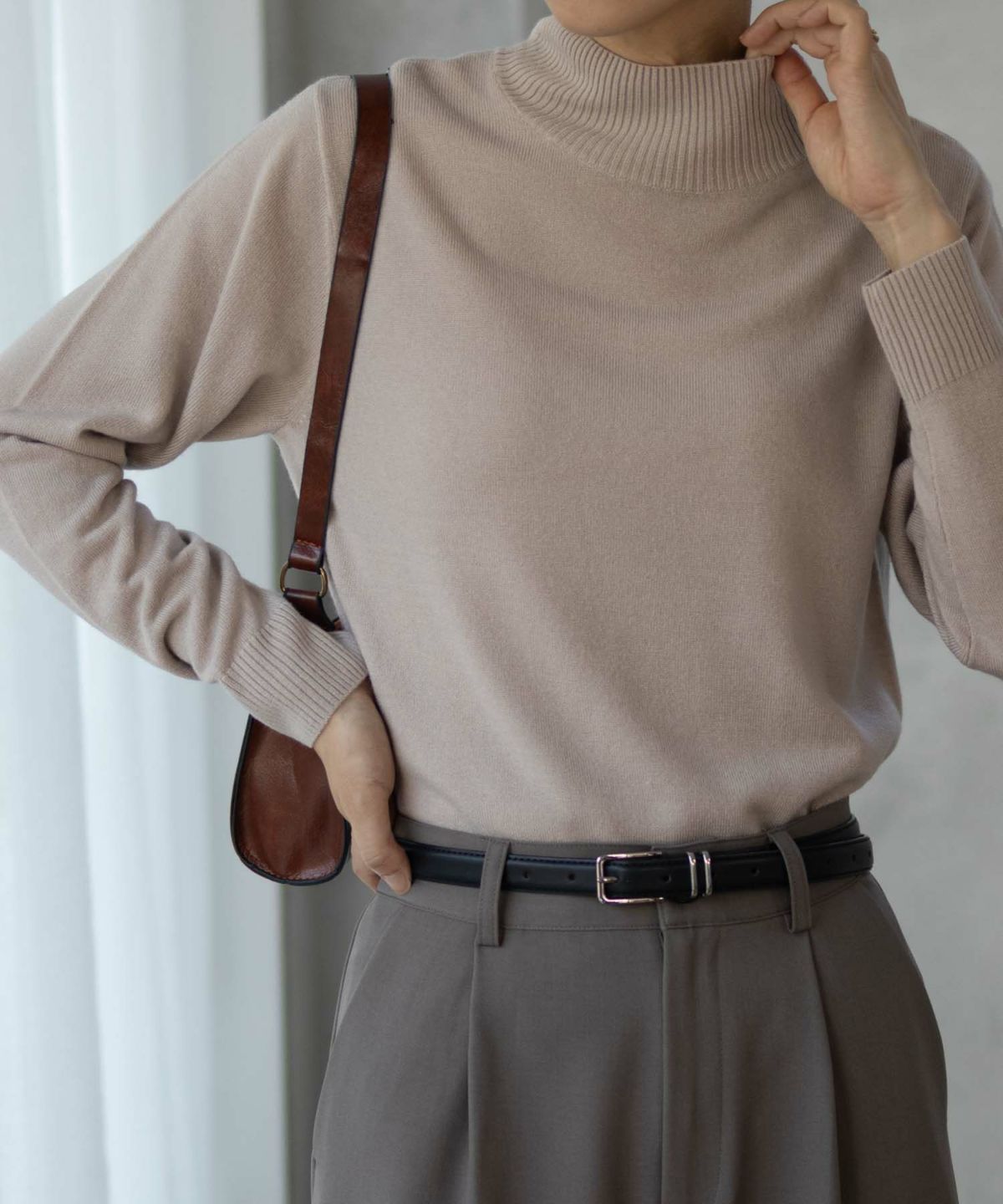 NAVY カシミヤタッチニット ハイネック レディース