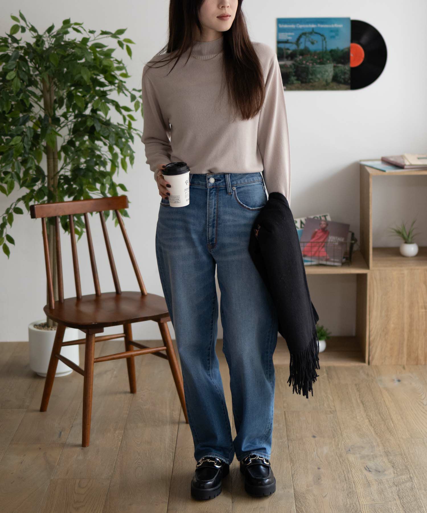 NAVY  カシミヤタッチニット ハイネック レディース商品画像-10