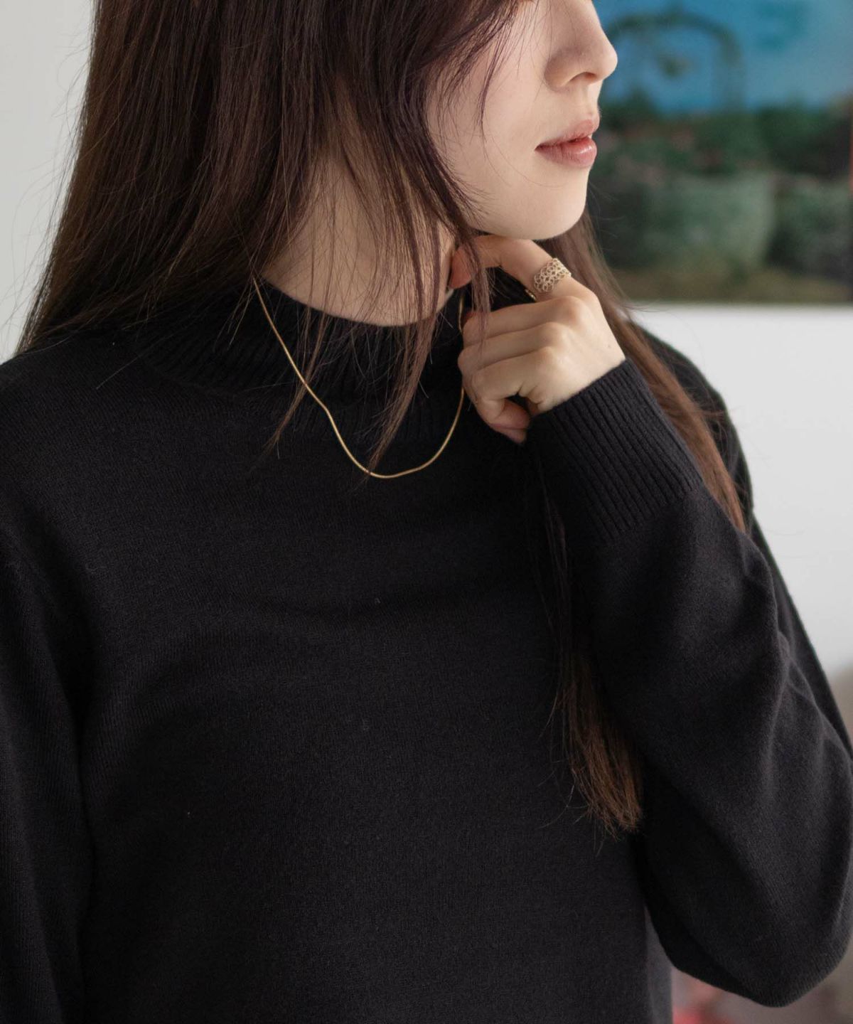 NAVY カシミヤタッチニット ハイネック レディース