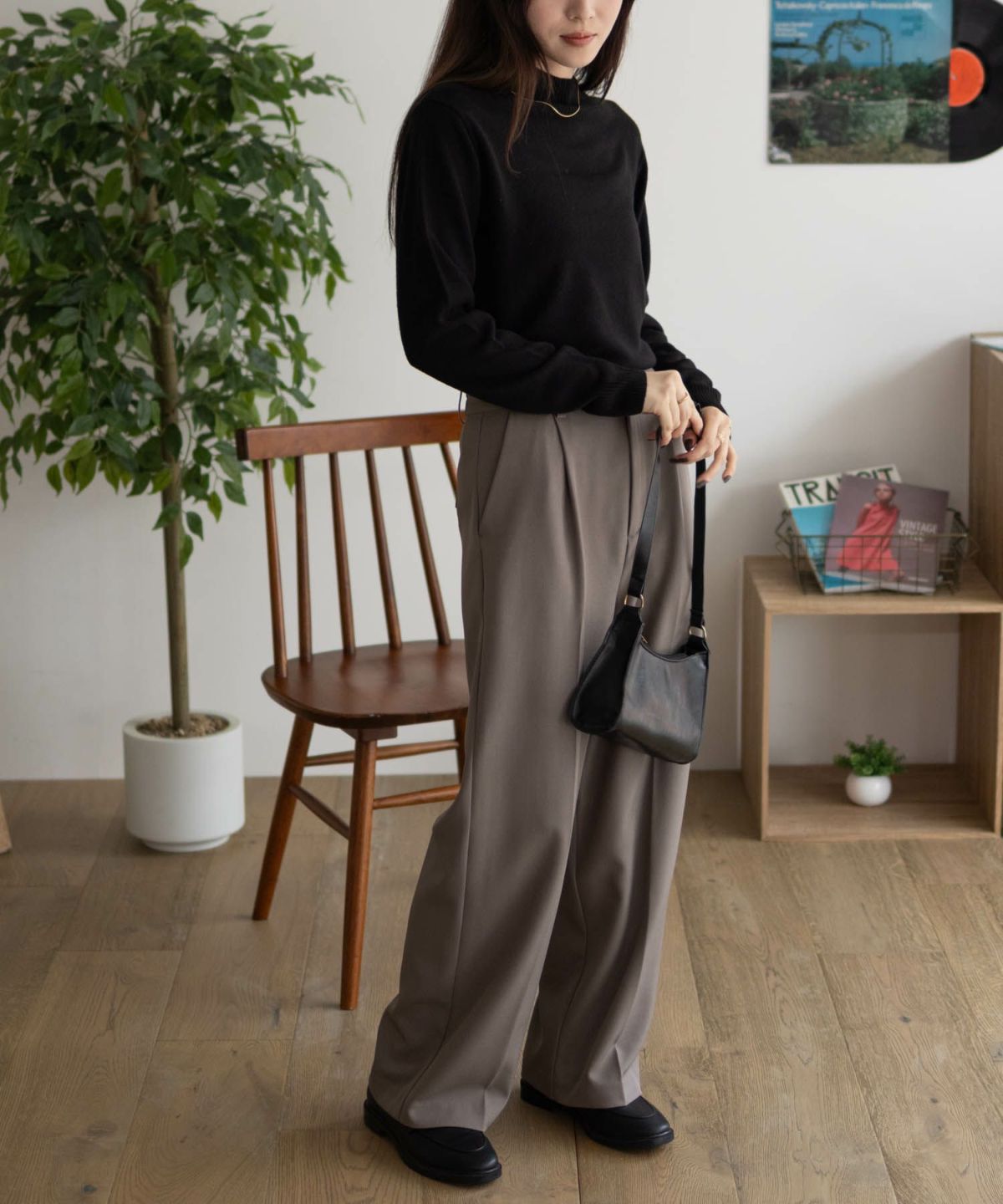 NAVY カシミヤタッチニット ハイネック レディース