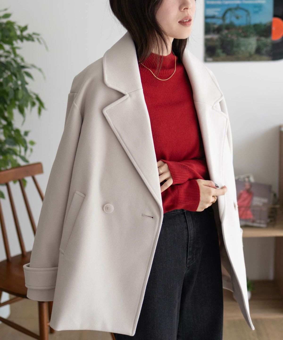 NAVY カシミヤタッチニット ハイネック レディース