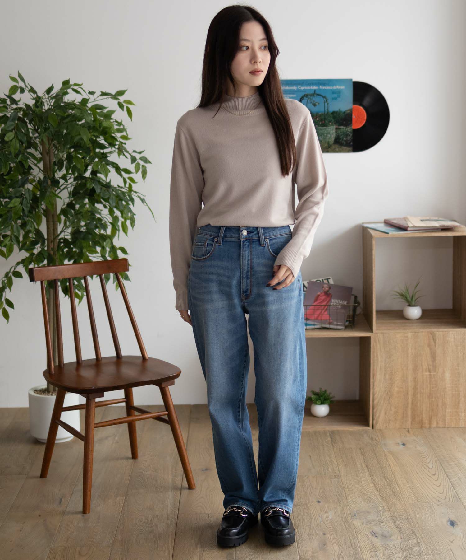 NAVY カシミヤタッチニット ハイネック レディース