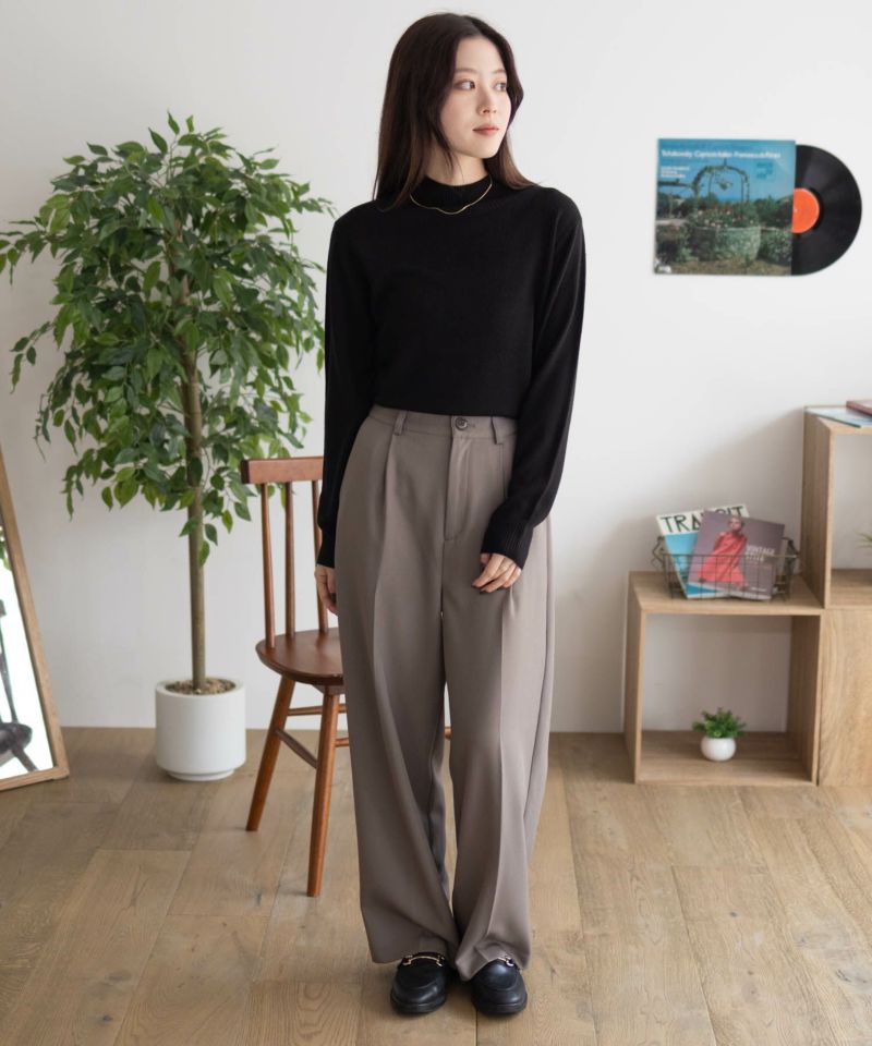 THE NEWHOUSE ザニューハウス コットンカシミア　ニット　ハイネック NAVY カシミヤタッチニット ハイネック レディース