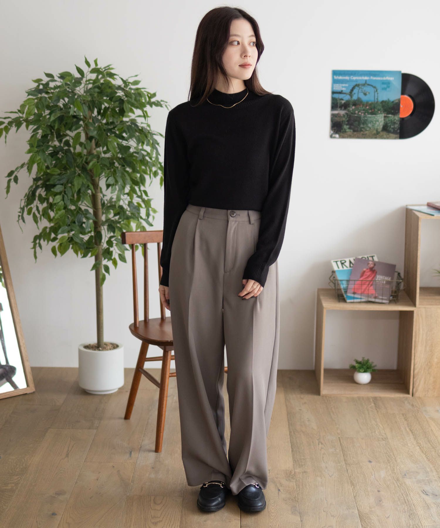 NAVY カシミヤタッチニット ハイネック レディース