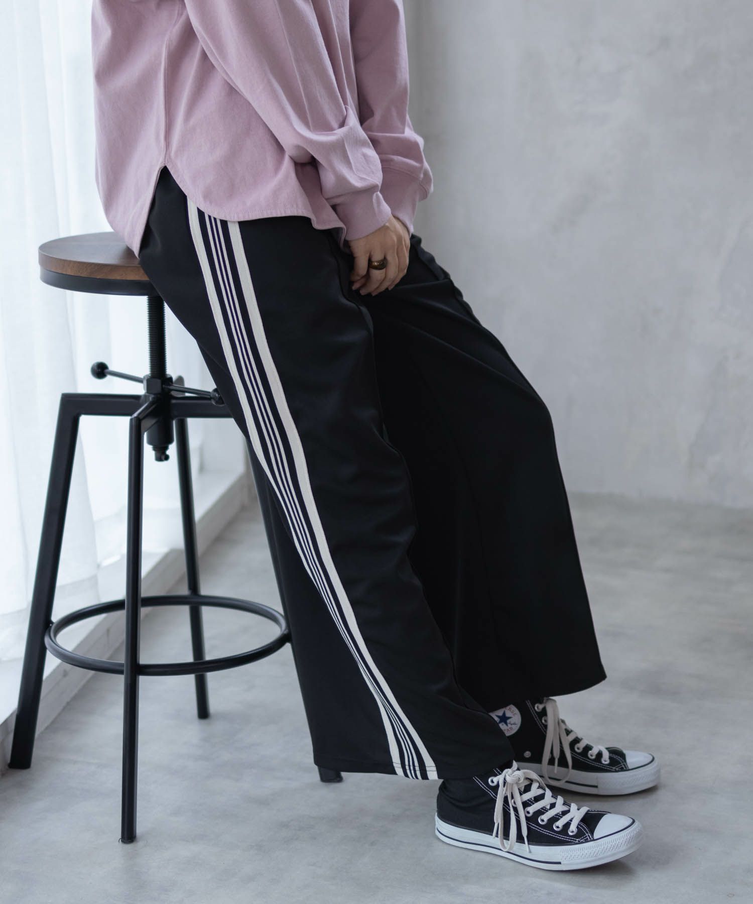 NAVY サイドラインパンツ レディース