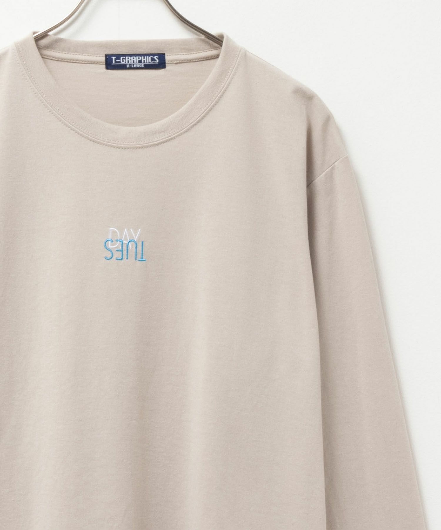 T-GRAPHICS ワンポイント刺繍長袖Tシャツ メンズ