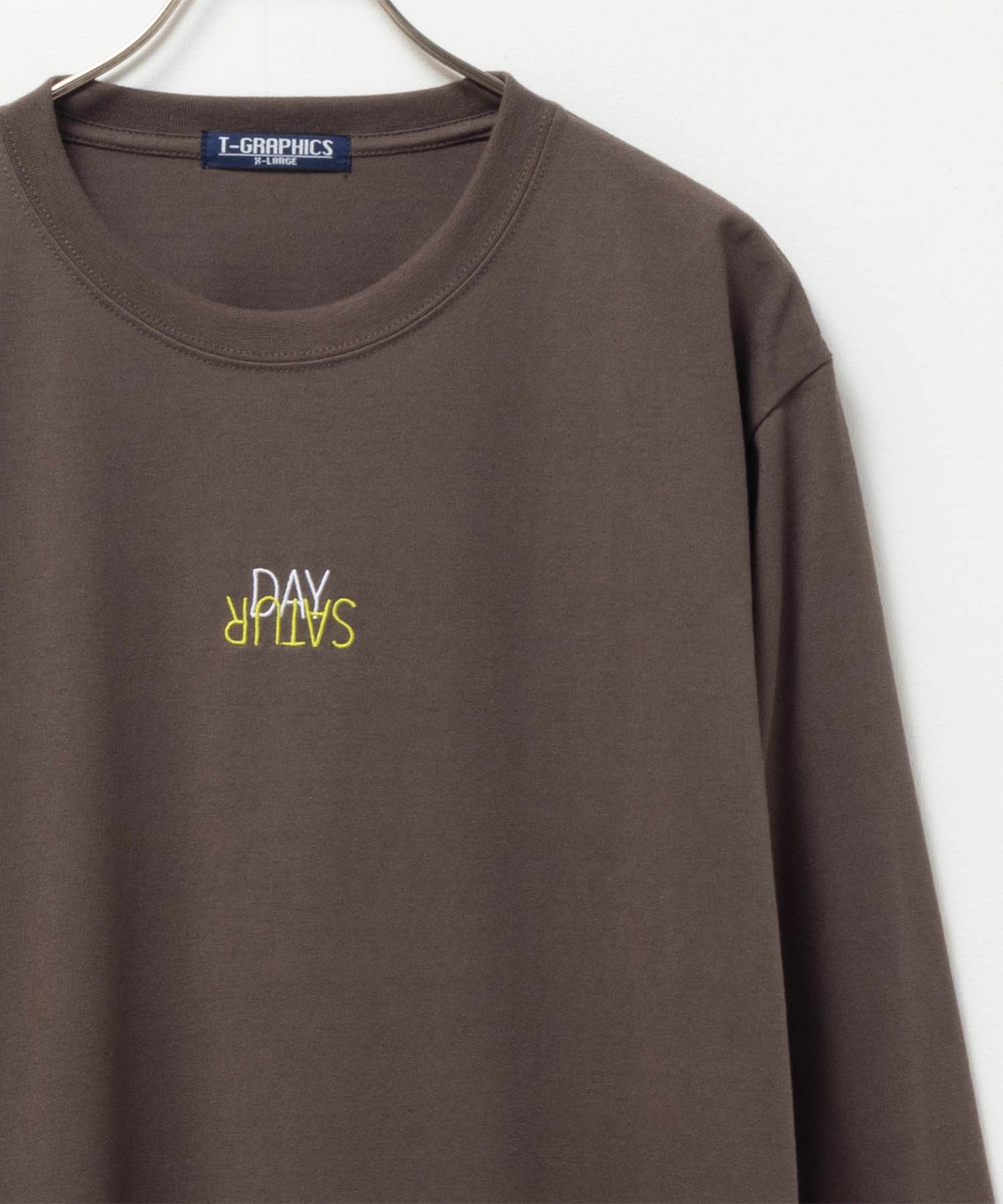 T-GRAPHICS ワンポイント刺繍長袖Tシャツ メンズ