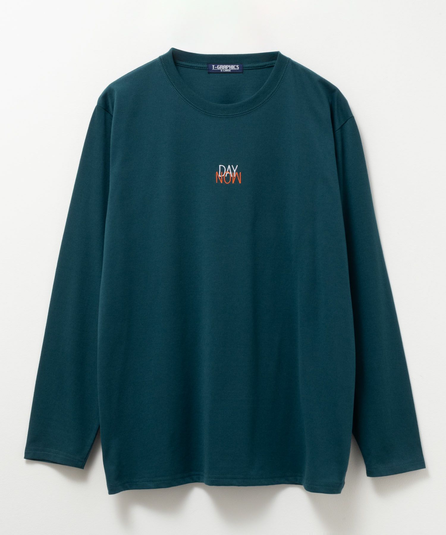 T-GRAPHICS ワンポイント刺繍長袖Tシャツ メンズ