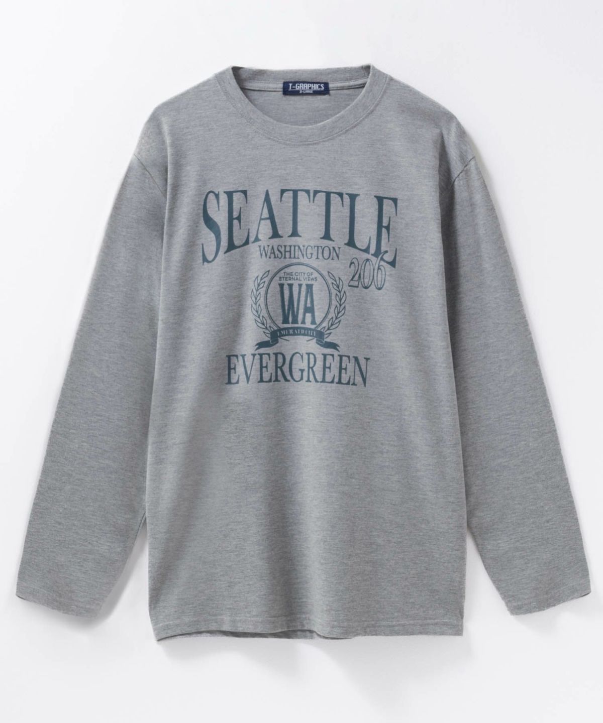 T-GRAPHICS カレッジプリント長袖Tシャツ メンズ