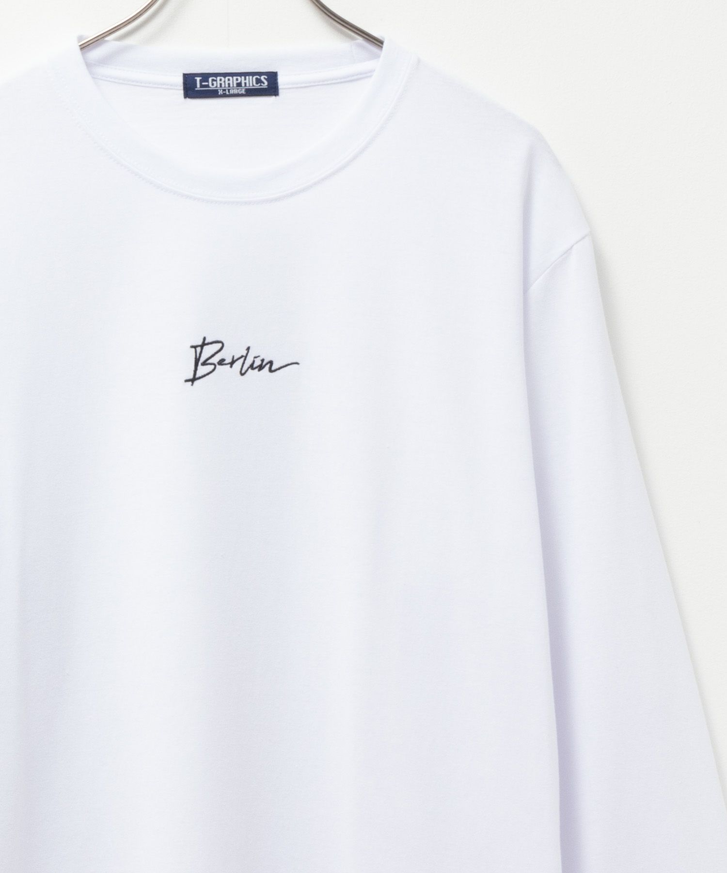 T-GRAPHICS ワンポイント刺繍長袖Tシャツ メンズ