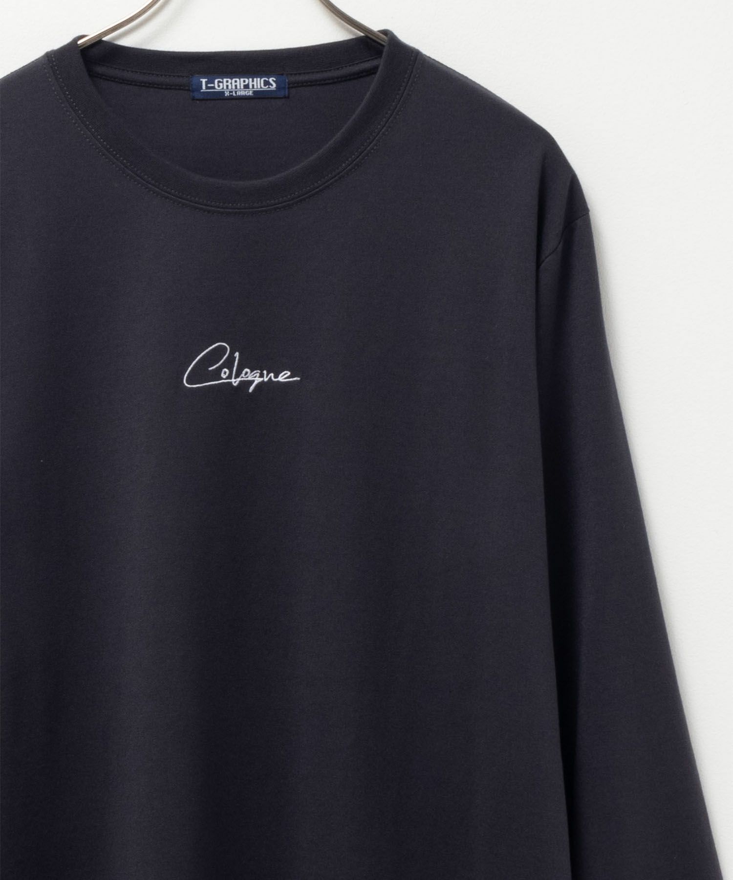 T-GRAPHICS ワンポイント刺繍長袖Tシャツ メンズ