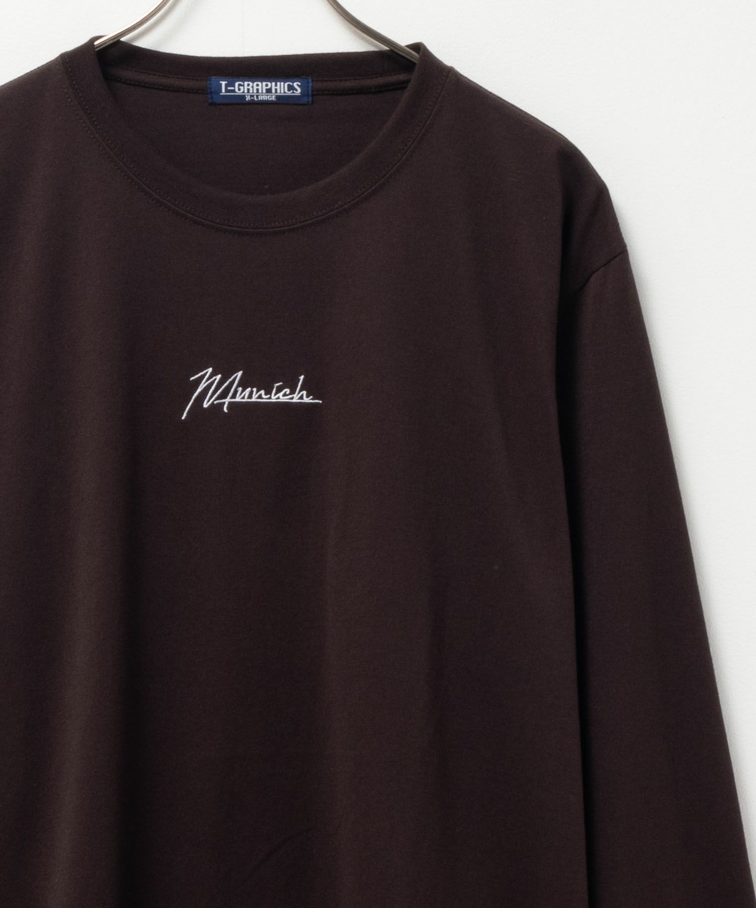 T-GRAPHICS ワンポイント刺繍長袖Tシャツ メンズ