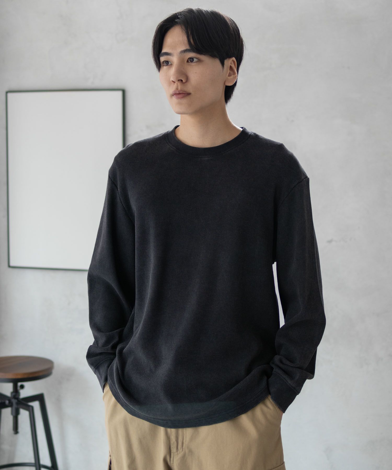 GOOD CREW  ワッフルクルー長袖Tシャツ メンズ商品サムネイル-1
