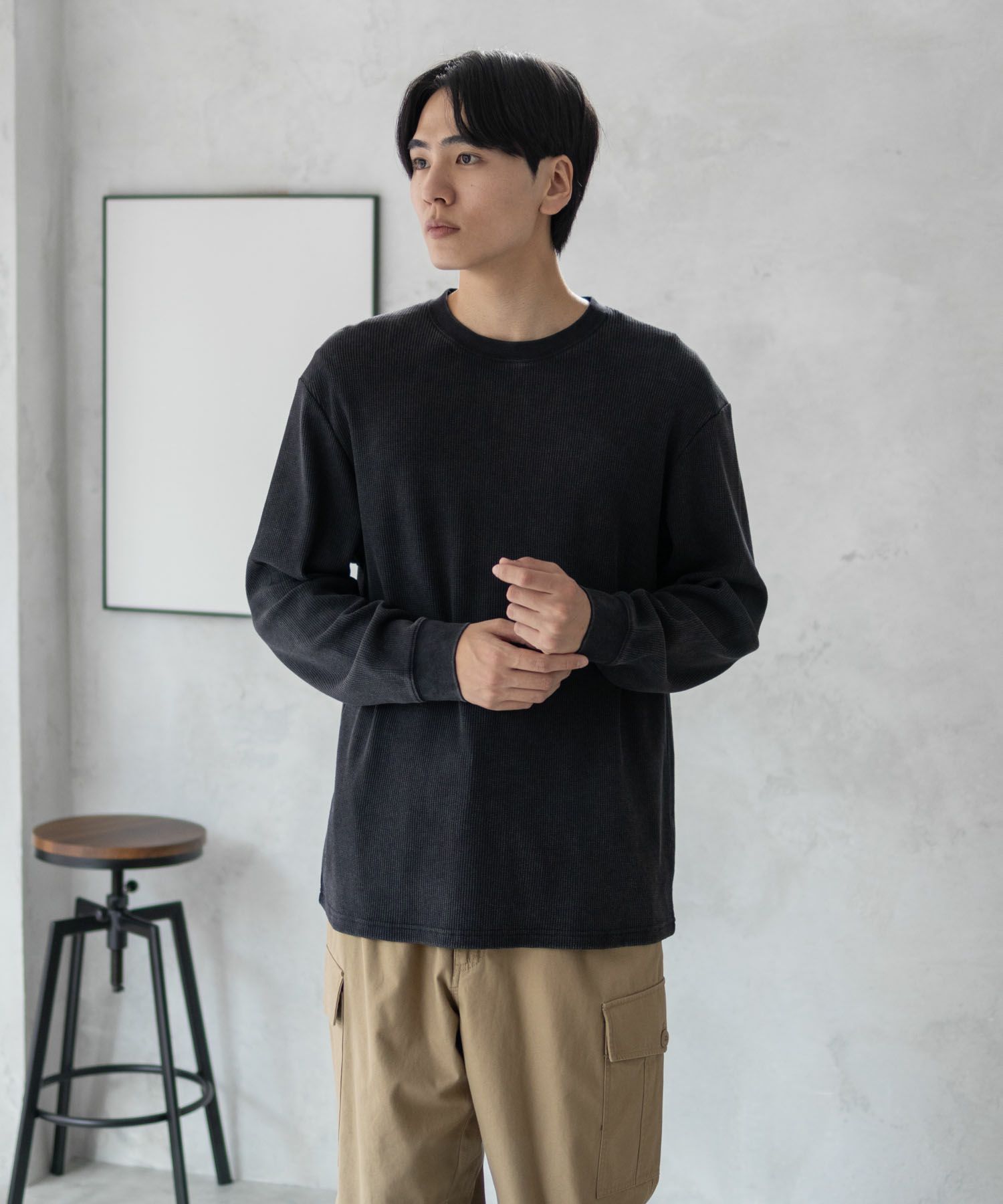 GOOD CREW  ワッフルクルー長袖Tシャツ メンズ商品画像-2