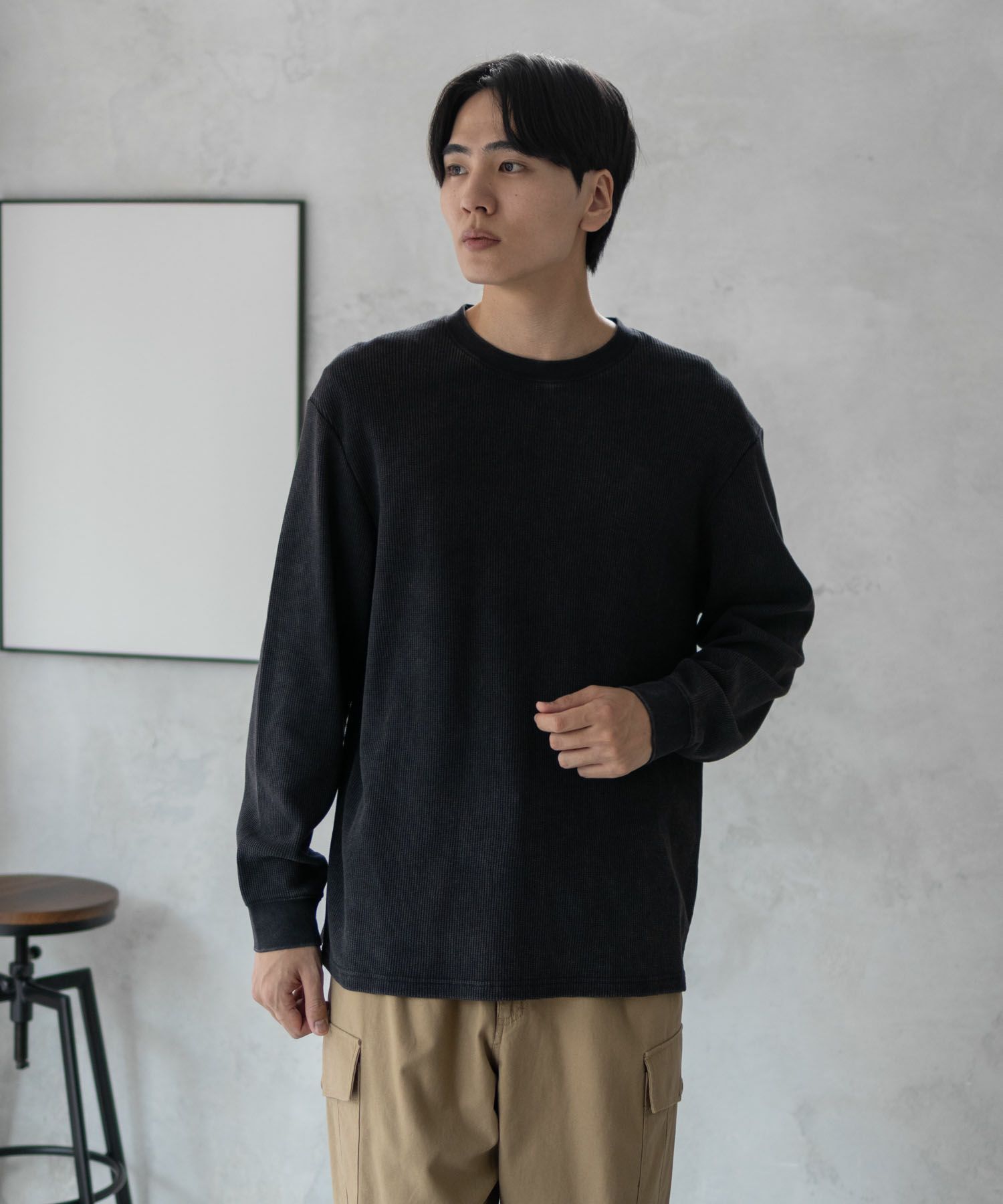 GOOD CREW ワッフルクルー長袖Tシャツ メンズ商品画像-3