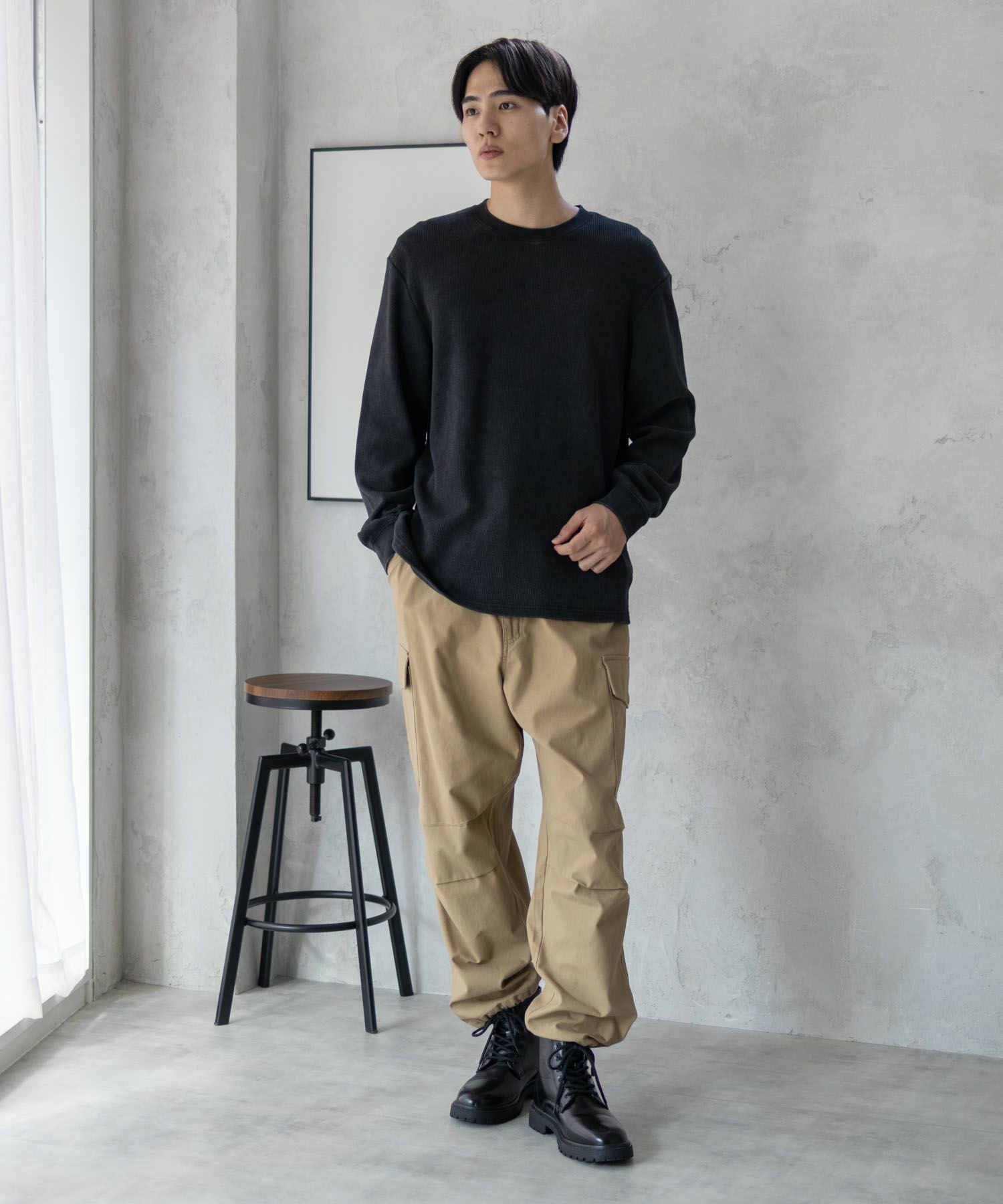 GOOD CREW  ワッフルクルー長袖Tシャツ メンズ商品サムネイル-4