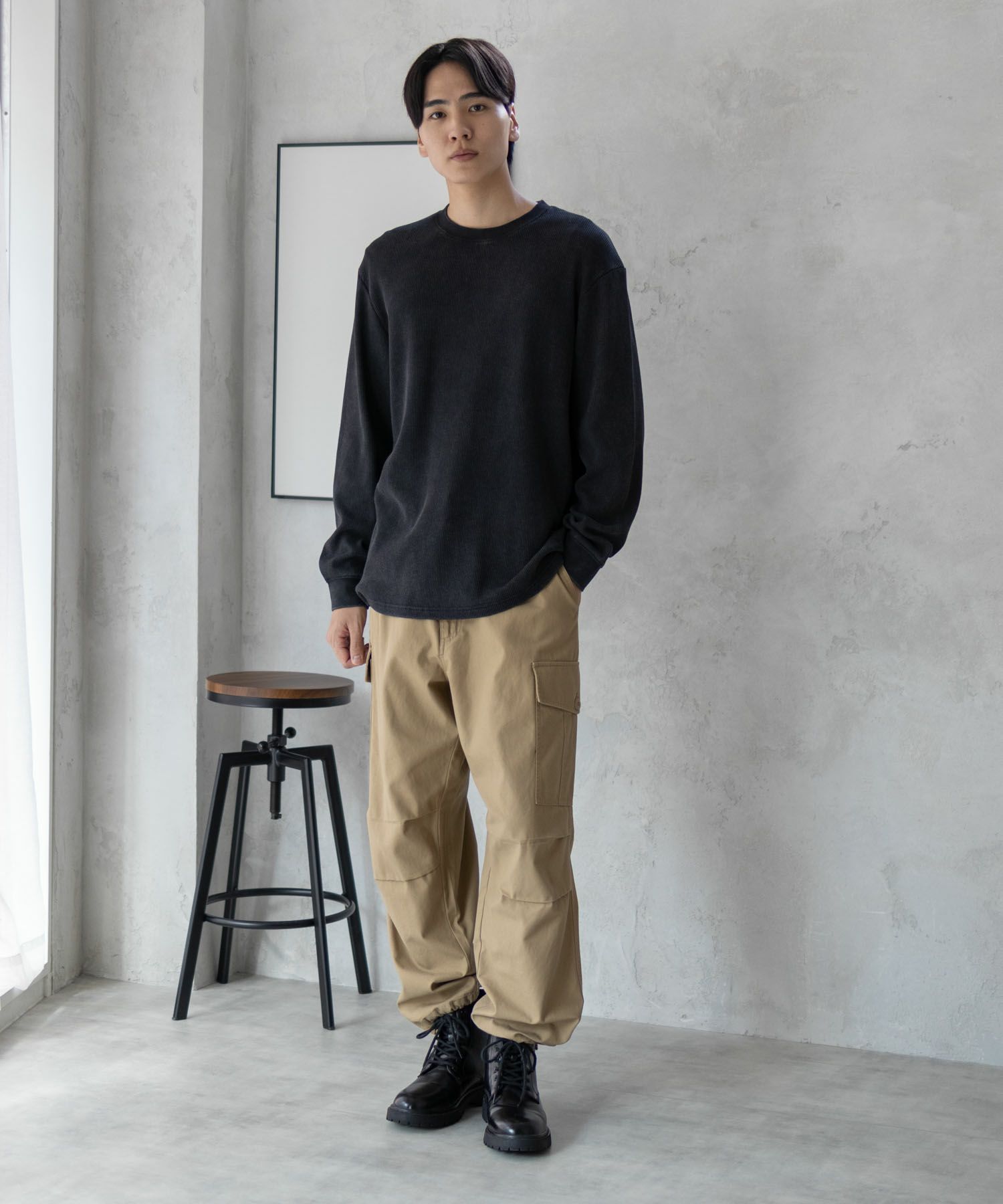 GOOD CREW  ワッフルクルー長袖Tシャツ メンズ商品画像-5