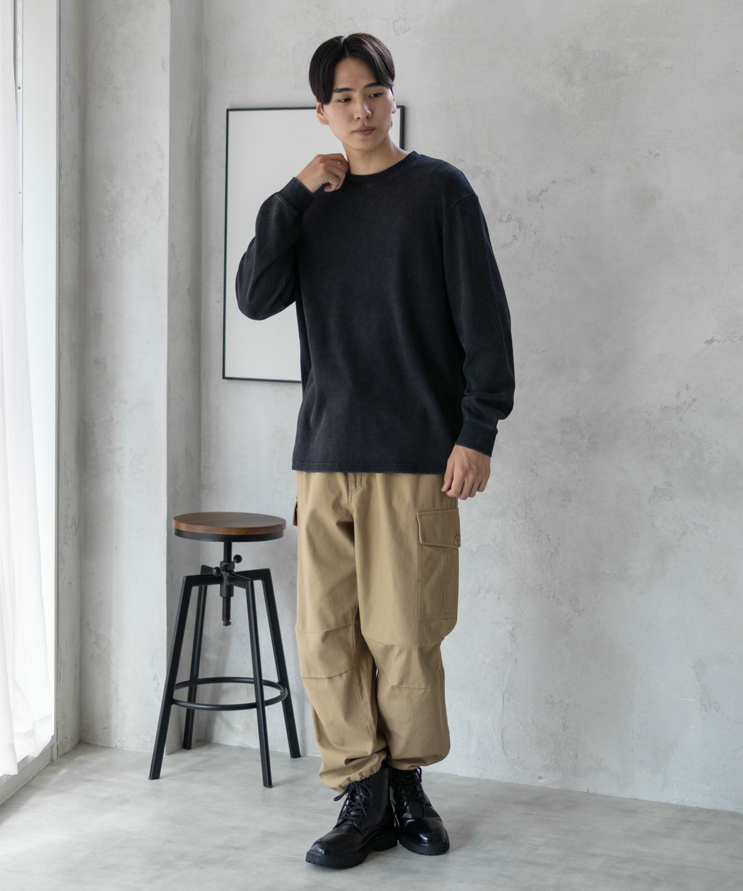 GOOD CREW ワッフルクルー長袖Tシャツ メンズ