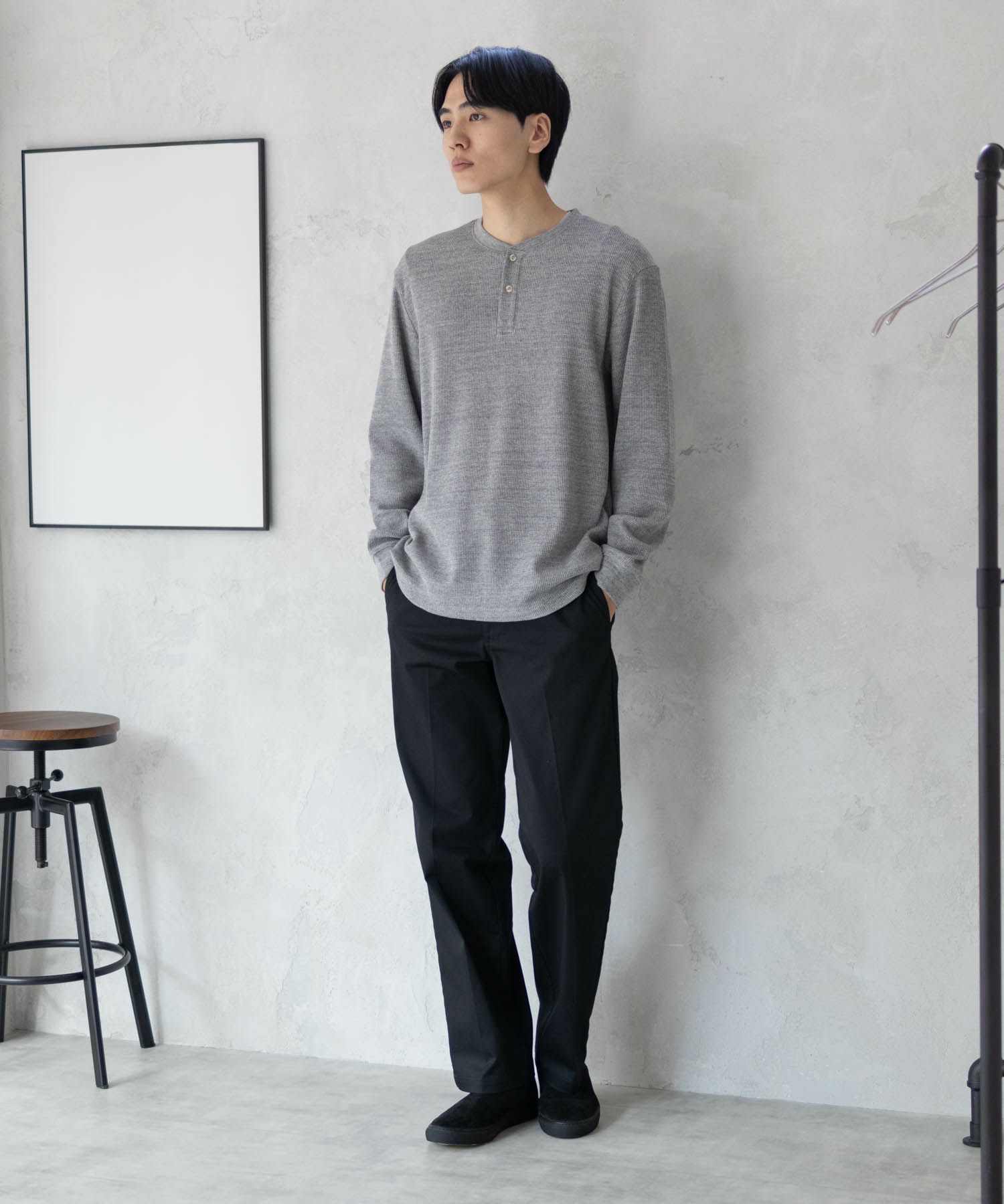 GOOD CREW ワッフルヘンリー長袖Tシャツ メンズ