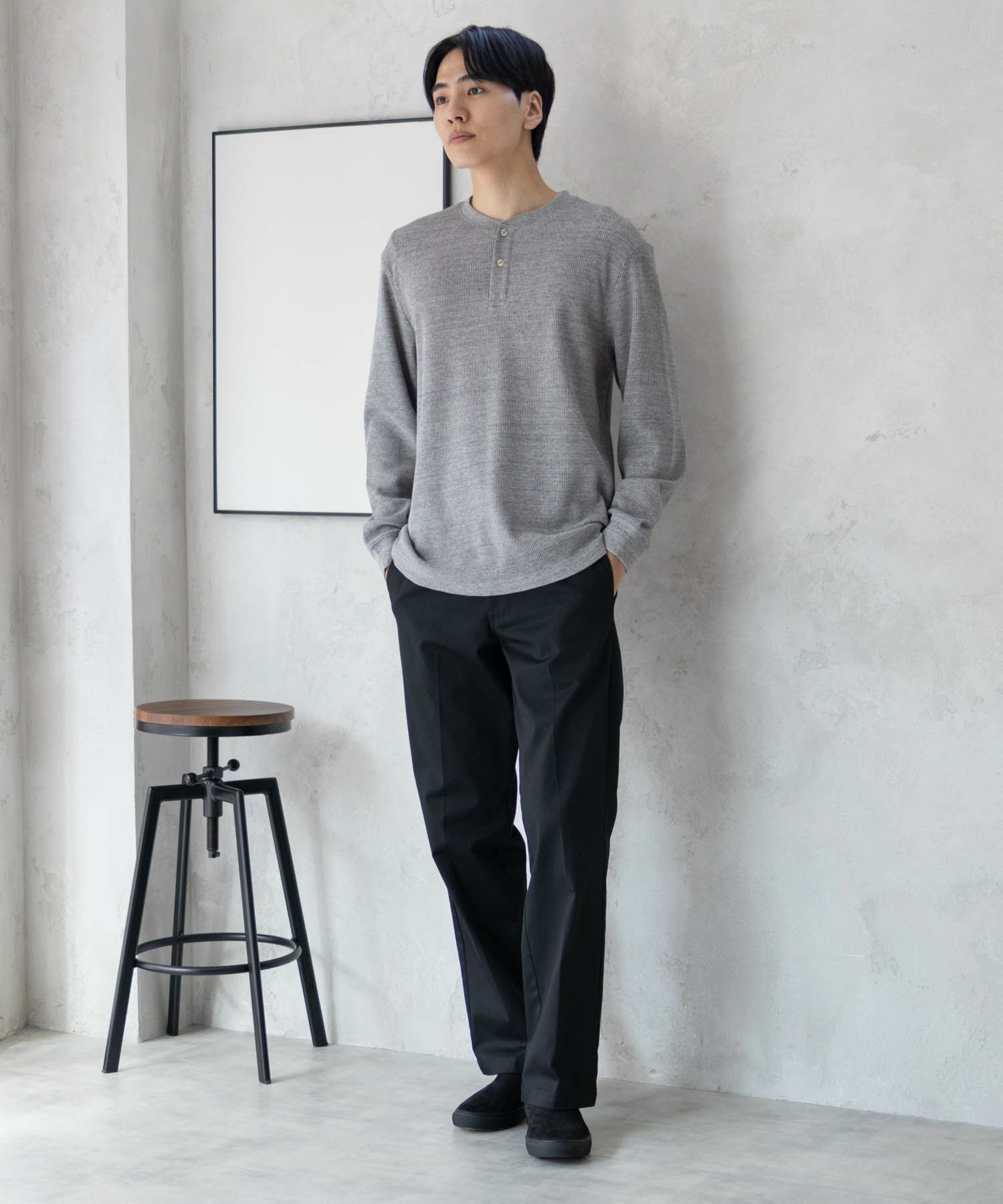 GOOD CREW  ワッフルヘンリー長袖Tシャツ メンズ商品画像-8