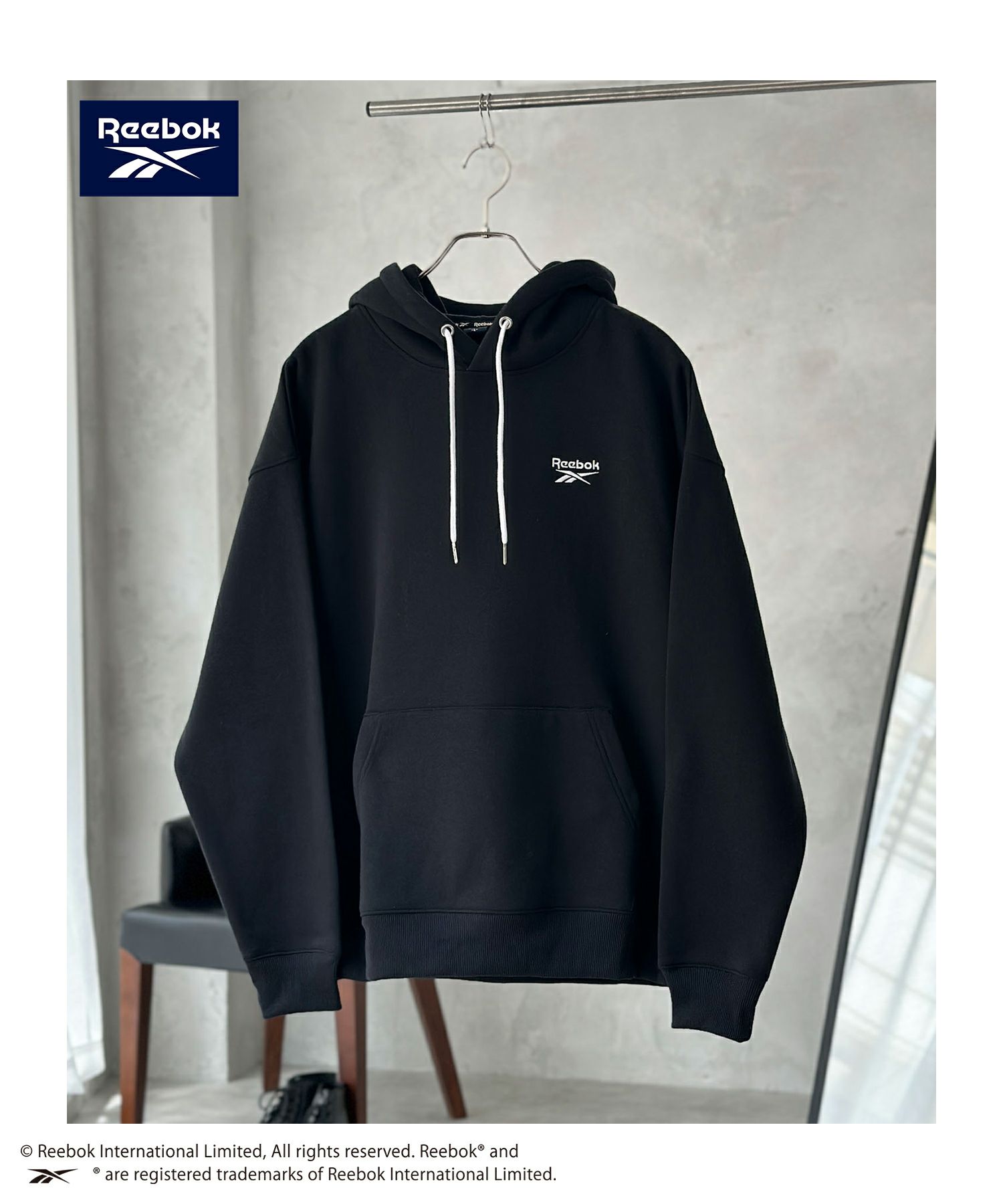 Reebok 裏起毛サークルロゴパーカー メンズ商品サムネイル-2