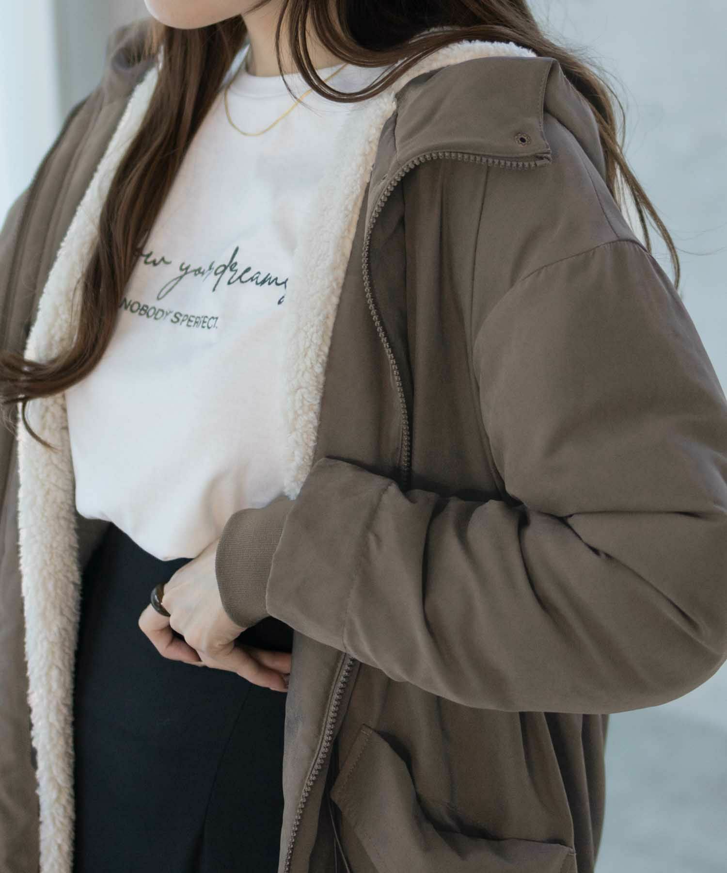 NAVY 裏ボアモッズコート レディース