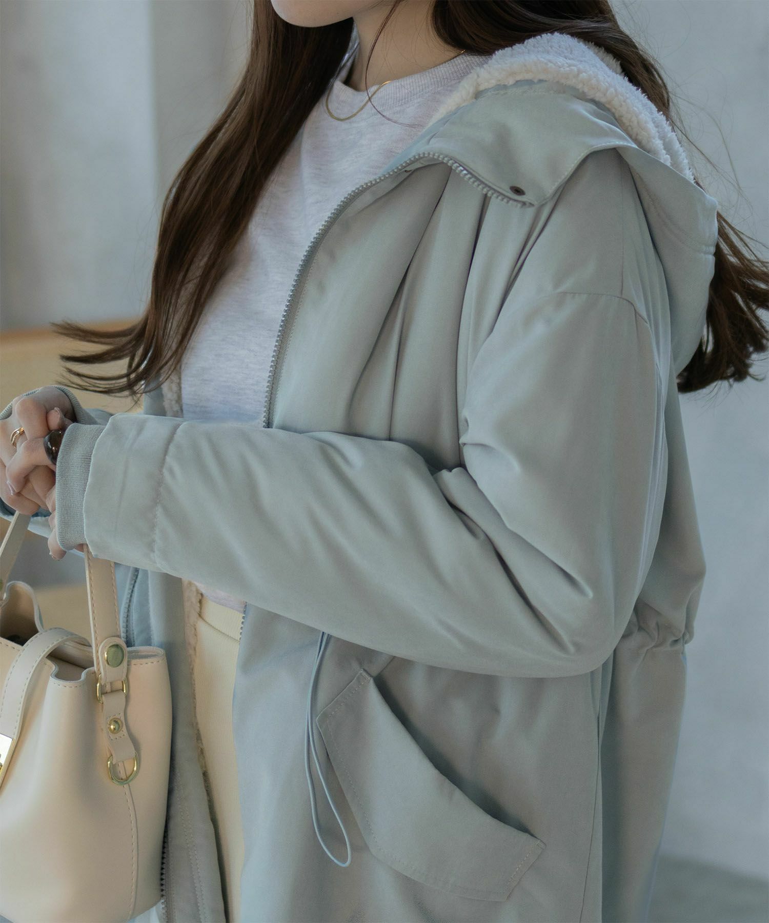 NAVY 裏ボアモッズコート レディース