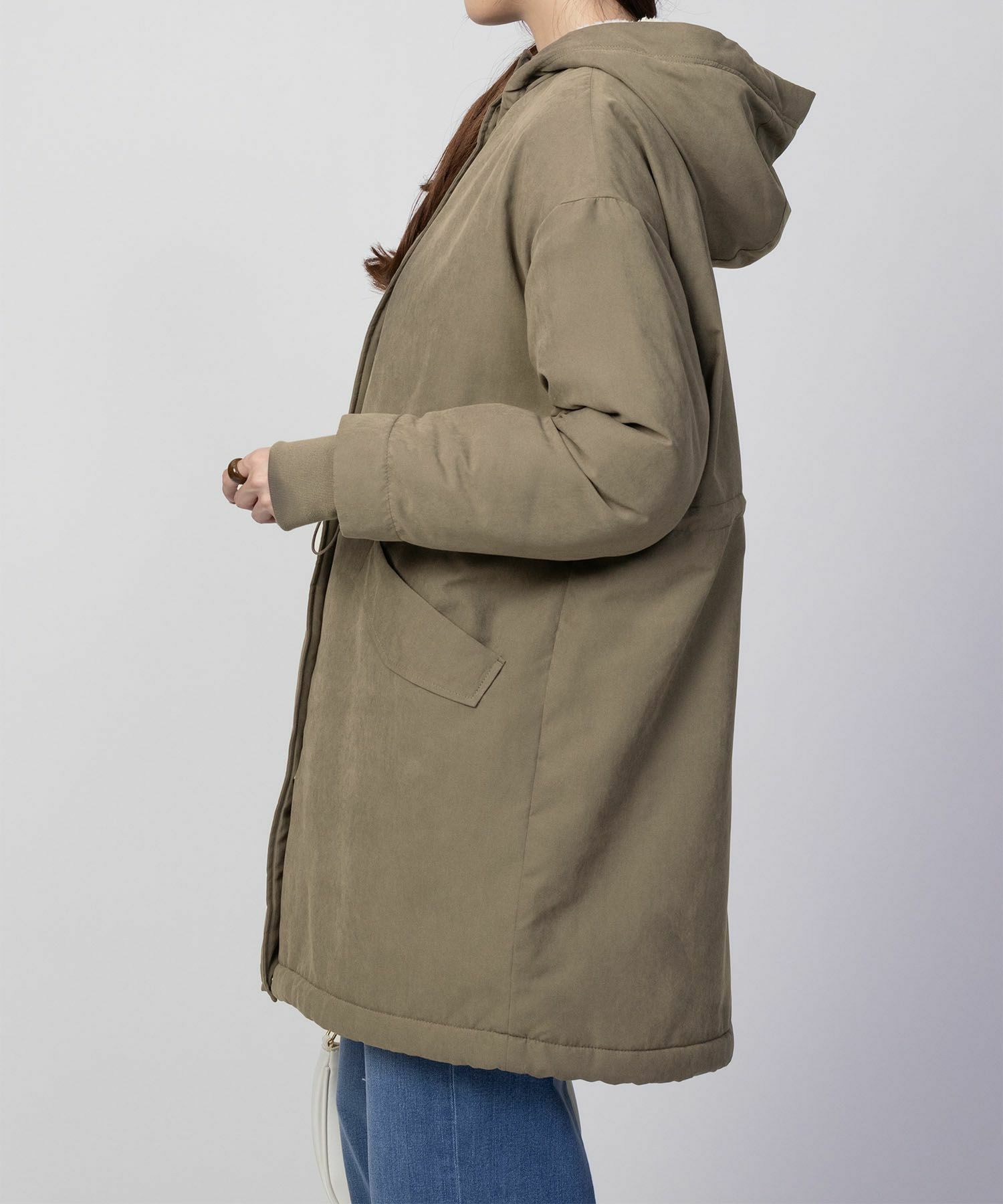 NAVY 裏ボアモッズコート レディース