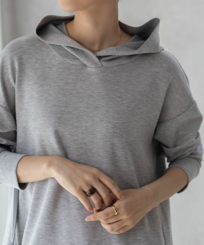 URBAN COLLECTION  ポンチ素材 裾レイヤードプルパーカー レディース商品画像-2