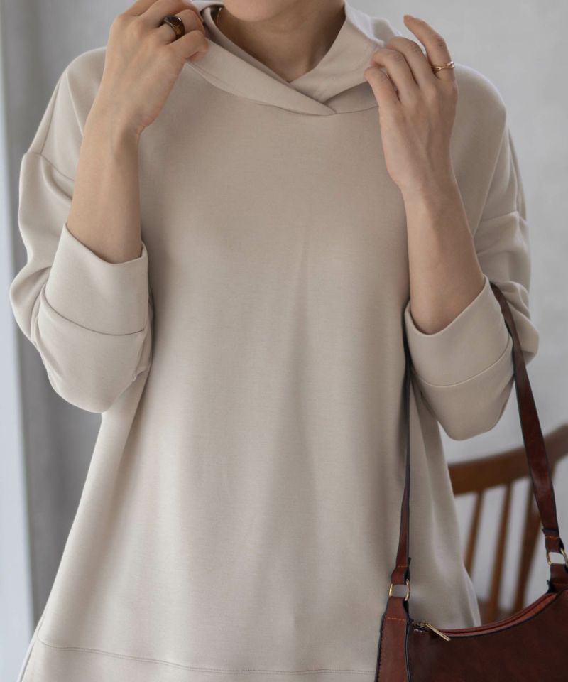 URBAN COLLECTION  ポンチ素材 裾レイヤードプルパーカー レディース商品画像-3