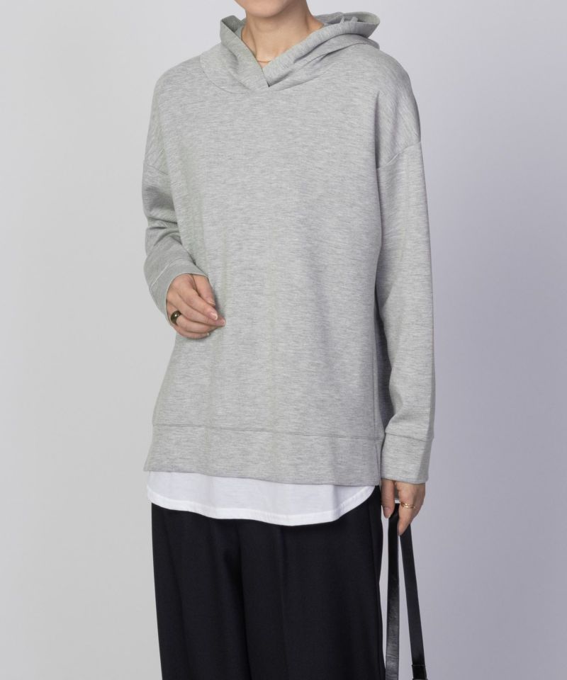 URBAN COLLECTION  ポンチ素材 裾レイヤードプルパーカー レディース商品画像-8