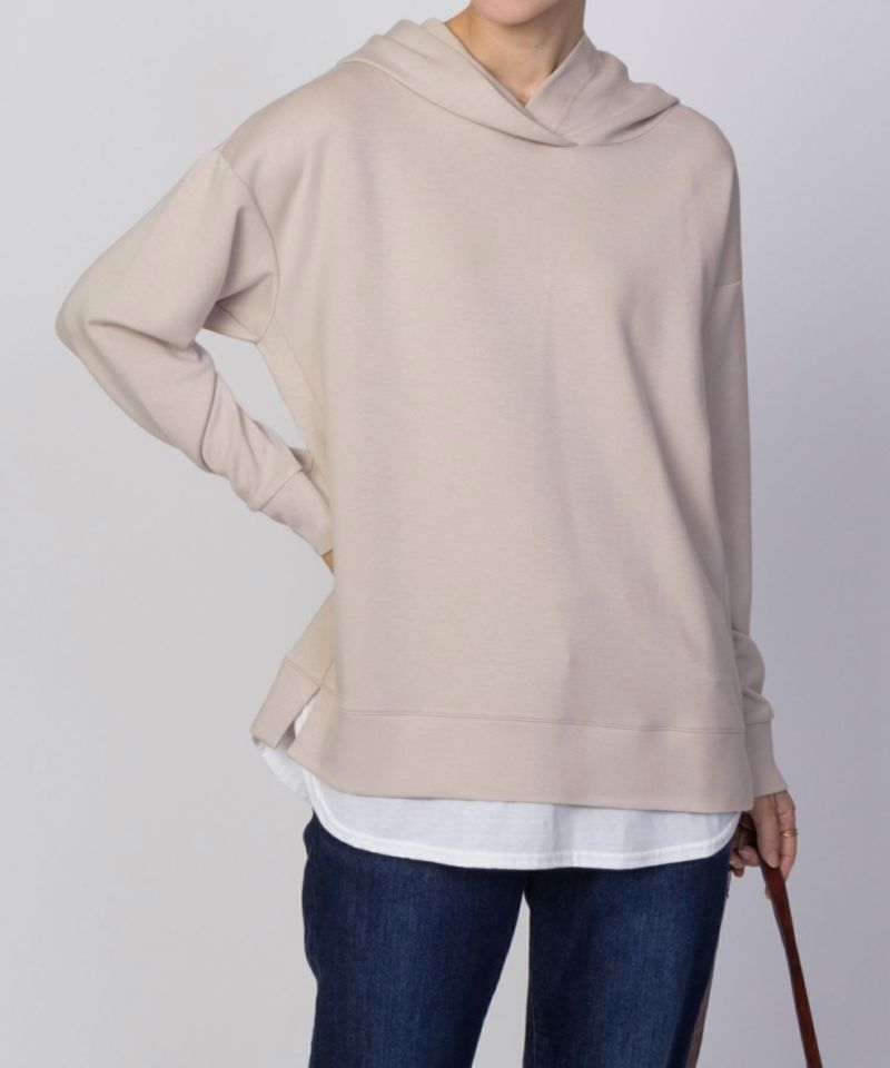 URBAN COLLECTION  ポンチ素材 裾レイヤードプルパーカー レディース商品画像-9