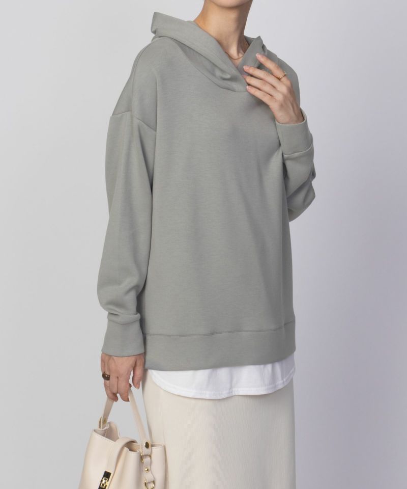 URBAN COLLECTION  ポンチ素材 裾レイヤードプルパーカー レディース商品画像-10