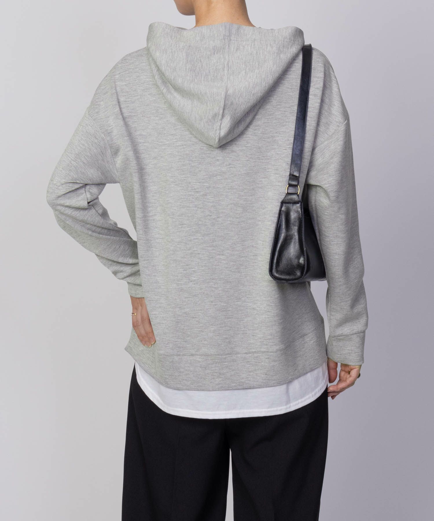 URBAN COLLECTION ポンチ素材 裾レイヤードプルパーカー レディース