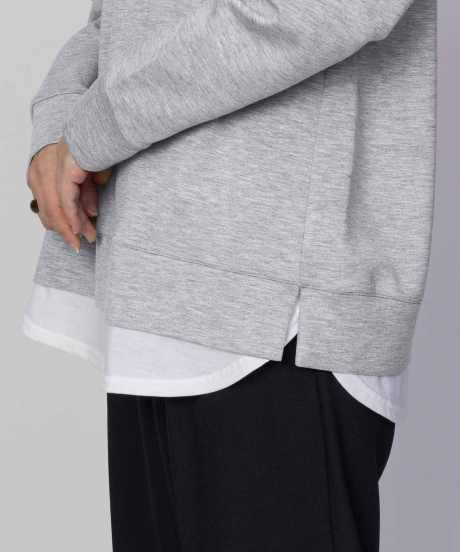 [期間限定価格]URBAN COLLECTION  ポンチ素材 裾レイヤードプルパーカー レディース商品画像-16