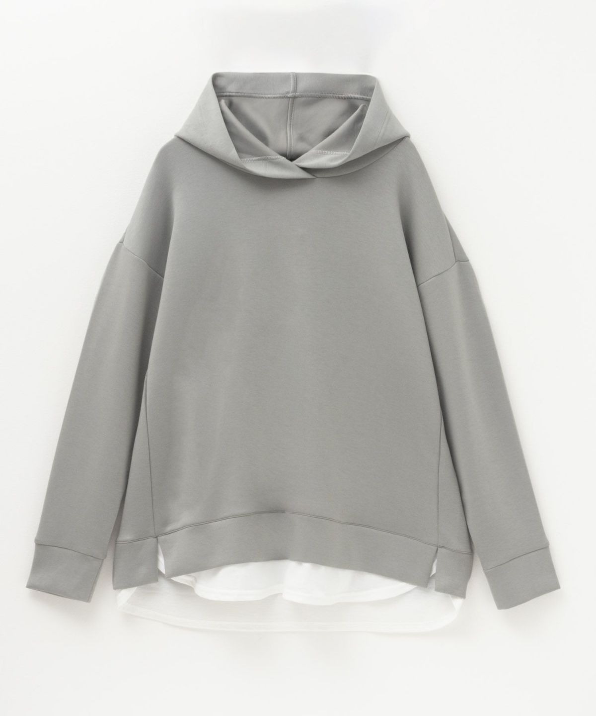 URBAN COLLECTION ポンチ素材 裾レイヤードプルパーカー レディース