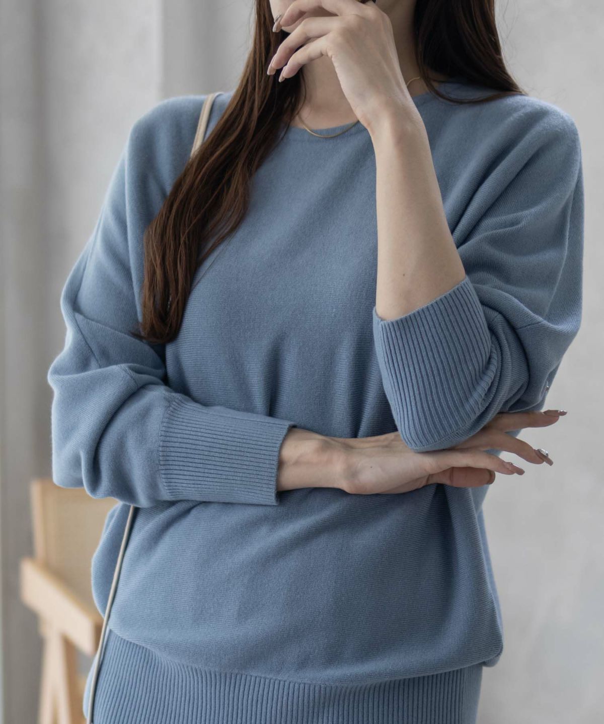 NAVY カシミヤタッチニット ドルマンスリーブ レディース