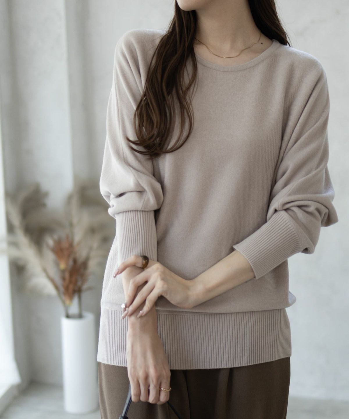 NAVY カシミヤタッチニット ドルマンスリーブ レディース