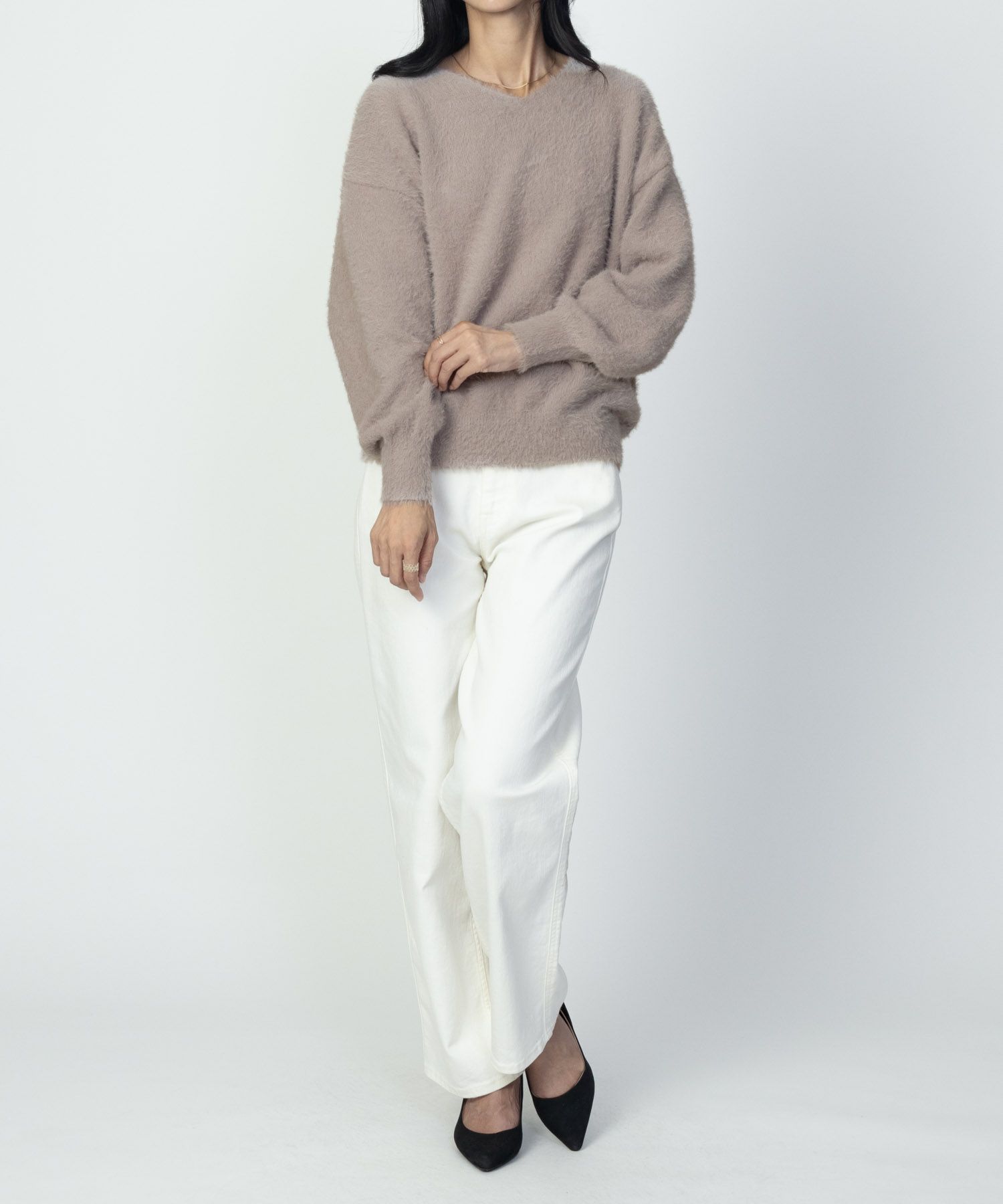 [さらに50%OFF]Howdy Marie  フェザーヤーンVネックプルオーバー レディース商品画像-13