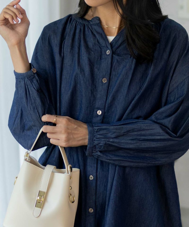 Howdy Marie  インドデニムギャザーチュニック レディース商品画像-1