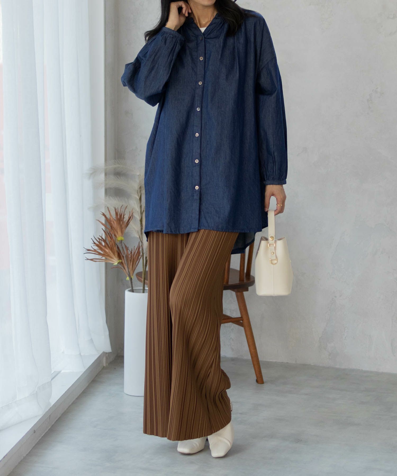 Howdy Marie  インドデニムギャザーチュニック レディース商品画像-2