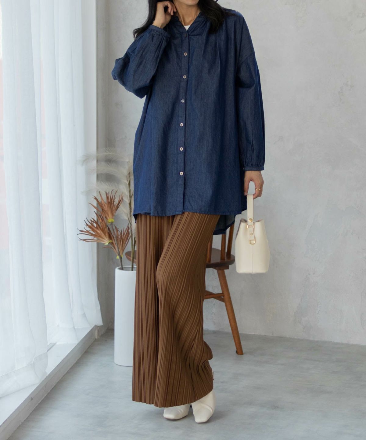 Howdy Marie インドデニムギャザーチュニック レディース