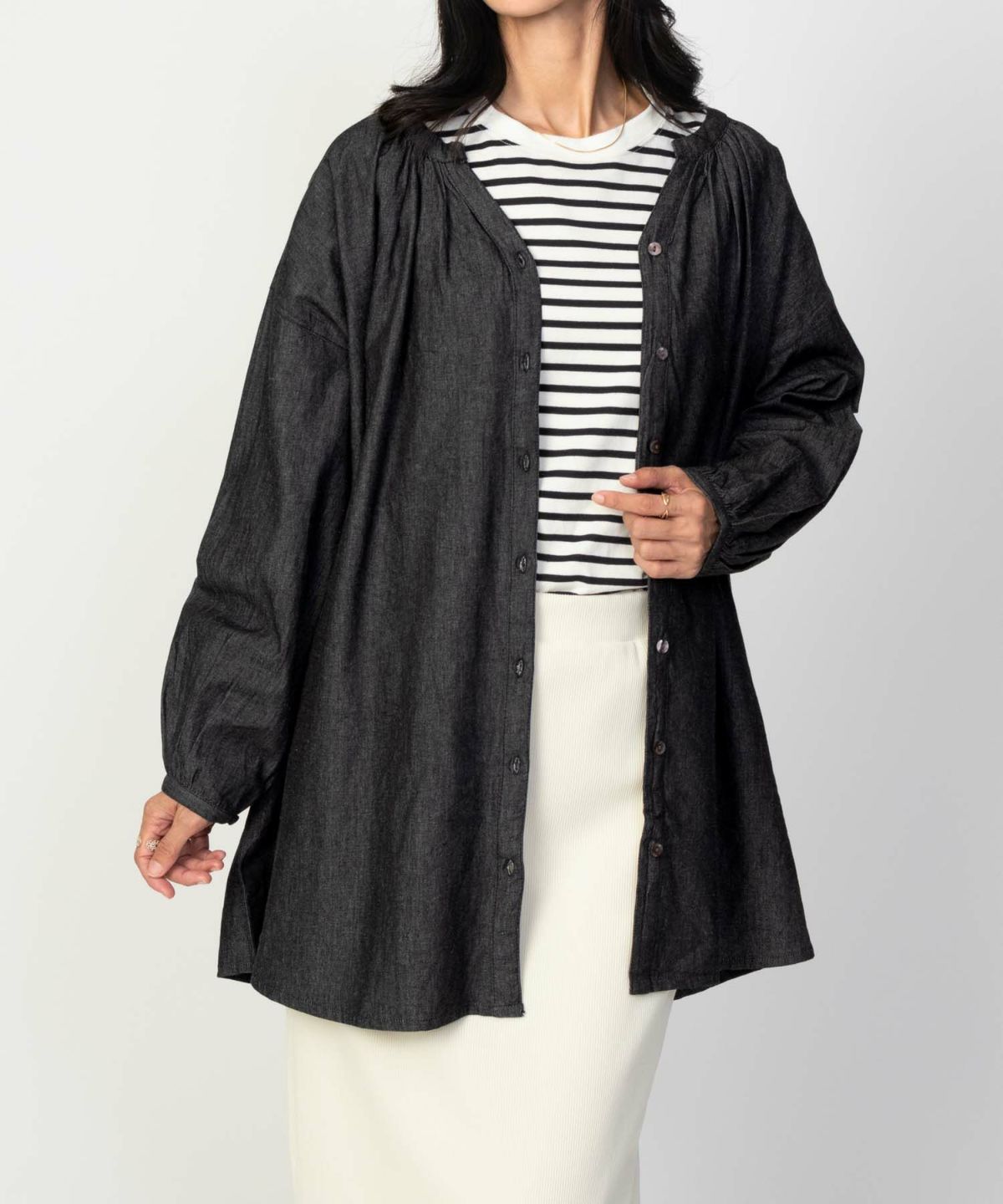 Howdy Marie インドデニムギャザーチュニック レディース