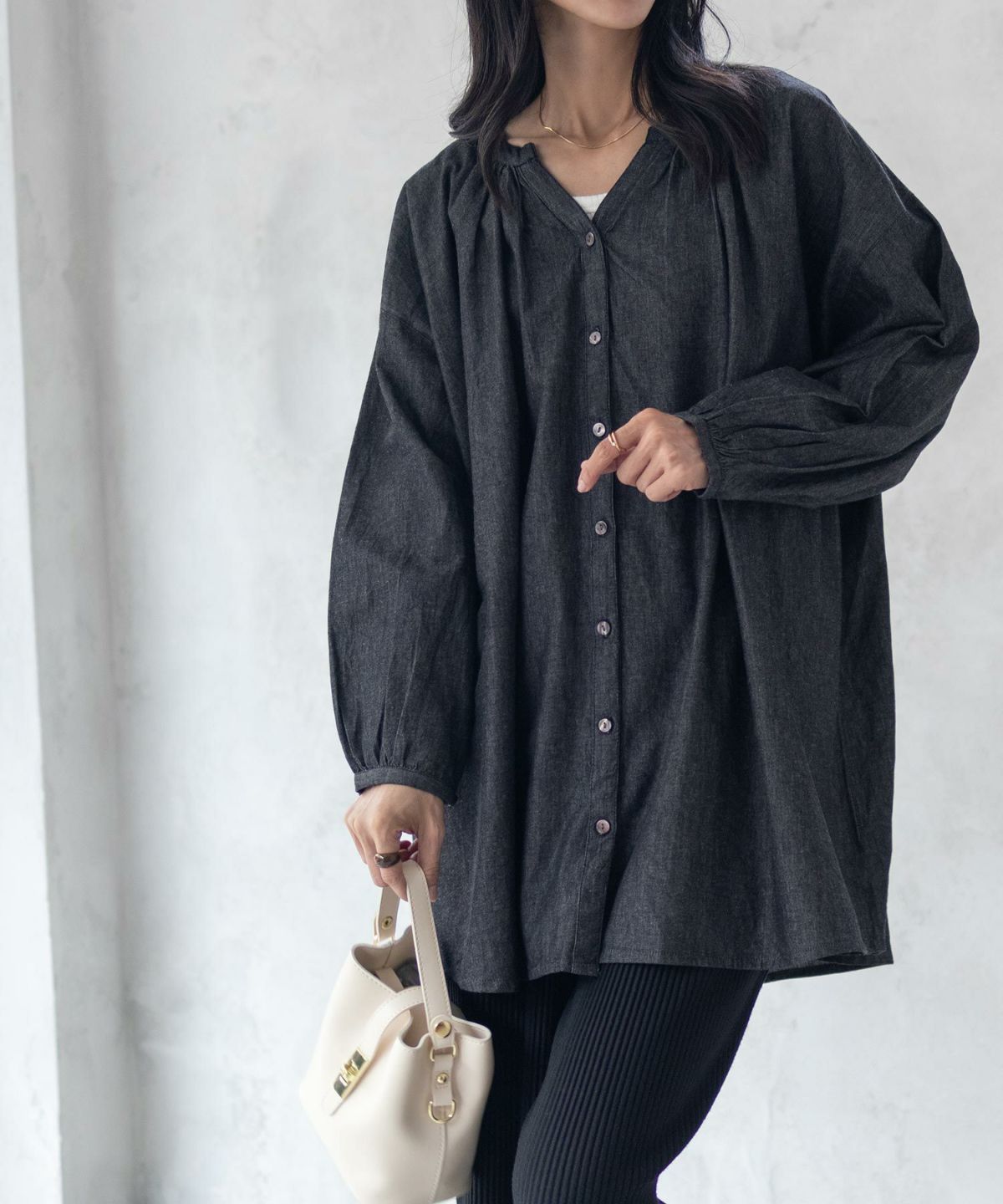 Howdy Marie インドデニムギャザーチュニック レディース