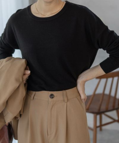 nAvy カシミヤタッチニット クルーネック レディース