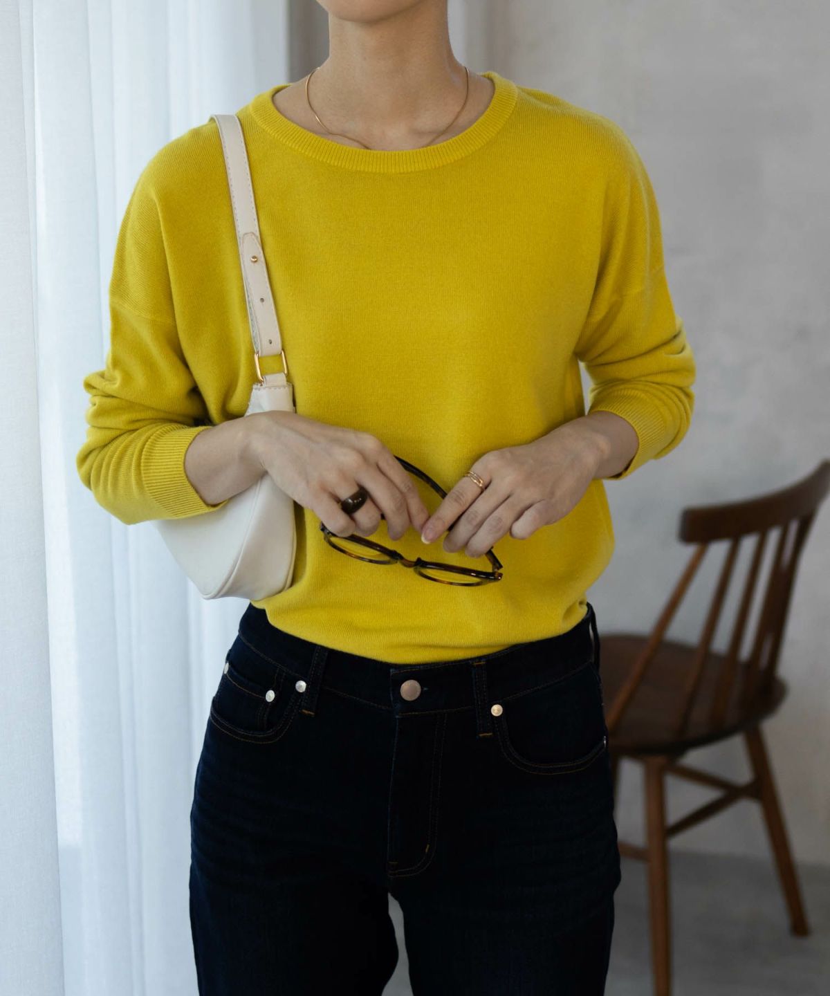 NAVY カシミヤタッチニット クルーネック レディース